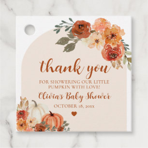 A Little Pumpkin Autumn Fall Floral Baby Shower Favour Tags