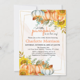 A Little Pumpkin Autumn Fall Floral Baby Shower In Invitation
