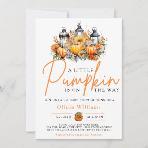 A Little Pumpkin Autumn Fall Floral Baby Shower Invitation