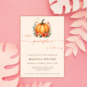 A Little Pumpkin Autumn Fall Floral Baby Shower Invitation