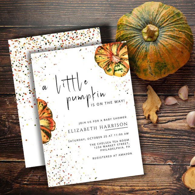 A Little Pumpkin Autumn Fall Floral Baby Shower Invitation (Creator Uploaded)