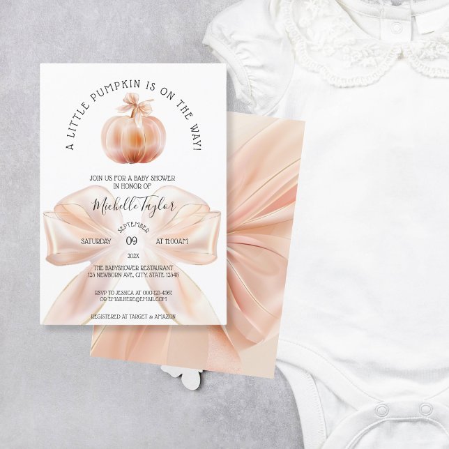 A Little Pumpkin Autumn Fall Floral Baby Shower Invitation (Creator Uploaded)