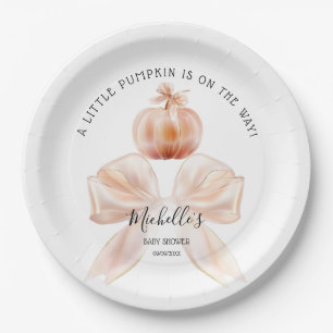 A Little Pumpkin Autumn Fall Floral Baby Shower Paper Plate