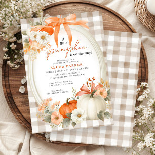 A little pumpkin autumn fall orange baby shower invitation
