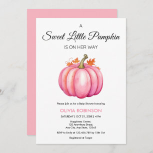 A Little Pumpkin Autumn Fall Pink Girl Baby Shower Invitation