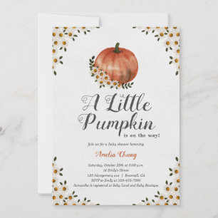 A Little Pumpkin Autumn Floral Baby Shower Invitation