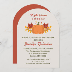 A Little Pumpkin Autumn Leaves Fall Baby Shower Invitation