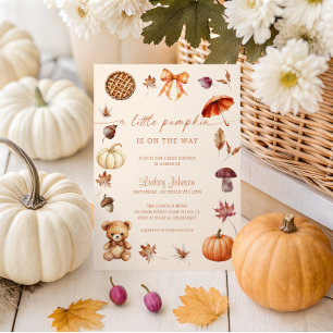 A Little Pumpkin Autumn Terracotta Baby Shower Invitation