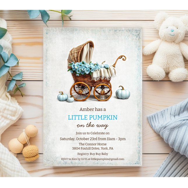 A Little Pumpkin Baby Carriage Baby Shower  Invitation (Creator Uploaded)