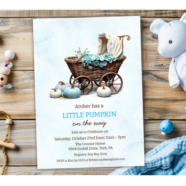A Little Pumpkin Baby Carriage Baby Shower  Invitation (Creator Uploaded)