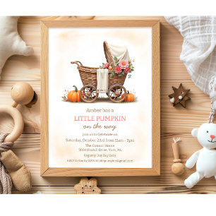 A Little Pumpkin Baby Carriage Baby Shower  Invitation