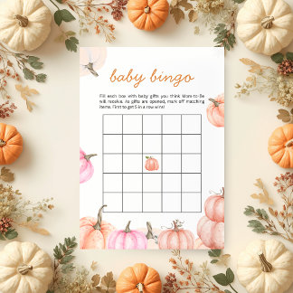 A Little Pumpkin Baby Shower | Baby Bingo Game Invitation