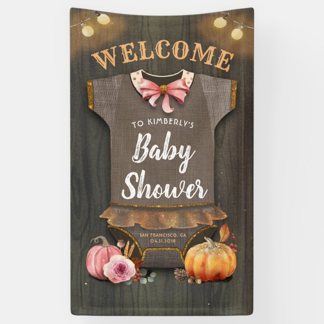 A Little Pumpkin | Baby Shower | Baby Girl Banner (Vertical)
