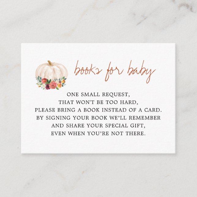 A Little Pumpkin Baby Shower Book Request Enclosure Card (Front)