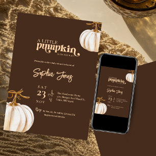 A little pumpkin baby shower dark brown fall invitation