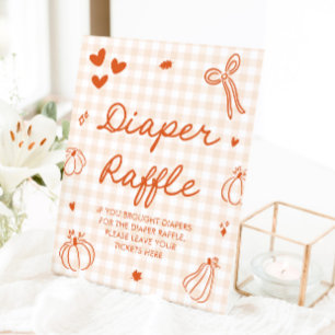 A Little Pumpkin Baby Shower Diaper Raffle Game Pedestal Sign