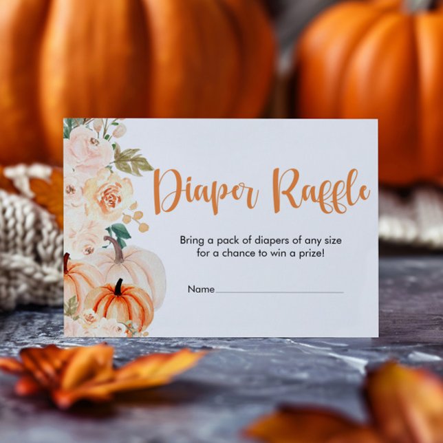 A Little Pumpkin Baby Shower Diaper Raffle Tickets Enclosure Card (Creator Uploaded)