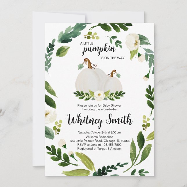 A Little Pumpkin Baby Shower Invitation (Front)