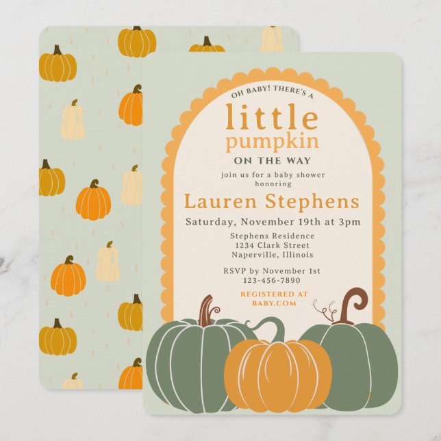 A Little Pumpkin Baby Shower  Invitation (Front/Back)