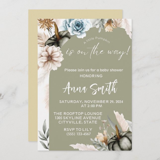 a little pumpkin baby shower invitations (Front/Back)