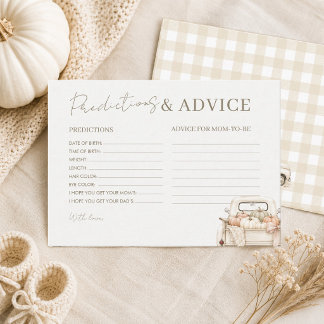A Little Pumpkin Baby Shower Predictions & Advice Card
