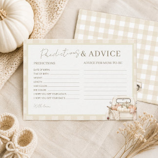A Little Pumpkin Baby Shower Predictions & Advice Card