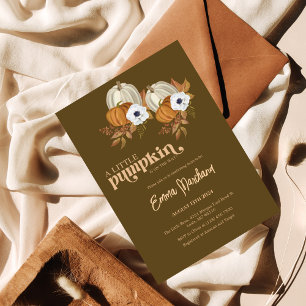A little pumpkin baby shower pumpkin floral invitation