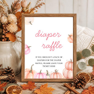 A Little Pumpkin Baby Shower Sign Diaper Raffle