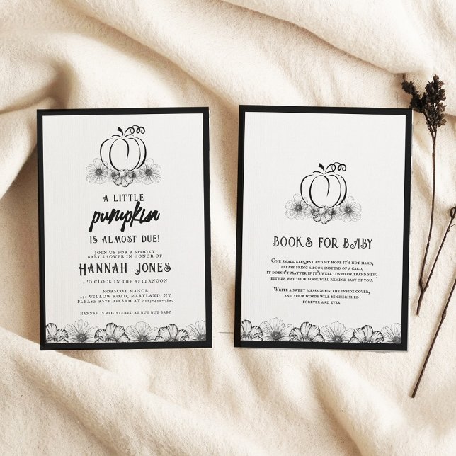 A little pumpkin Baby Shower Skulls & Flowers Invitation (Creator Uploaded)