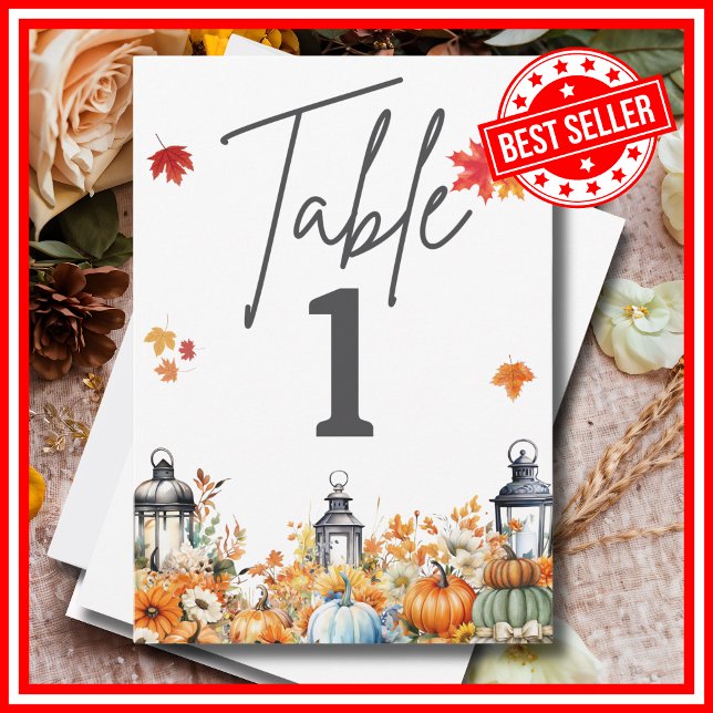 A Little Pumpkin Baby Shower TABLE NUMBERS (A Little Pumpkin is on the Way Fall Autumn Floral Baby Shower Table Numbers)