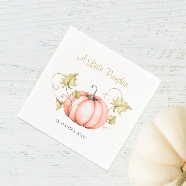 A Little Pumpkin Baby Shower Watercolor Napkin (I wish you happiness!!!)