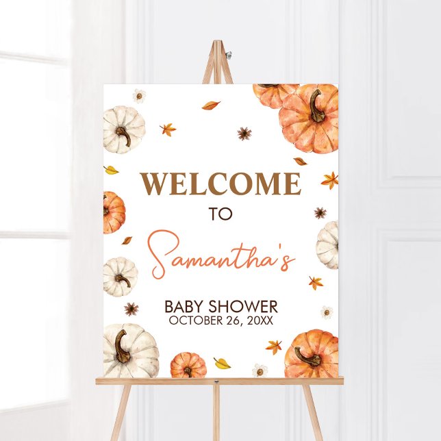 A Little Pumpkin Baby Shower Welcome Poster (Fall Pumpkin Baby Shower Welcome Sign)