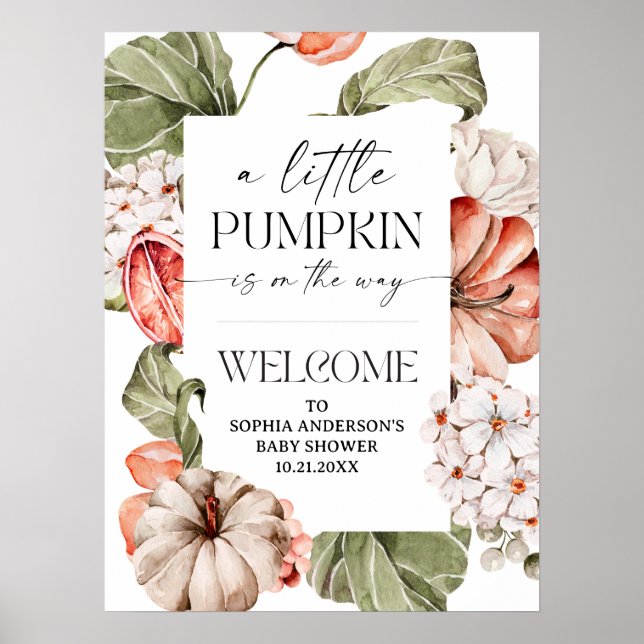 A Little Pumpkin Baby Shower Welcome Poster (Front)