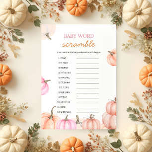 A Little Pumpkin Baby Shower Word Scramble Game Invitation