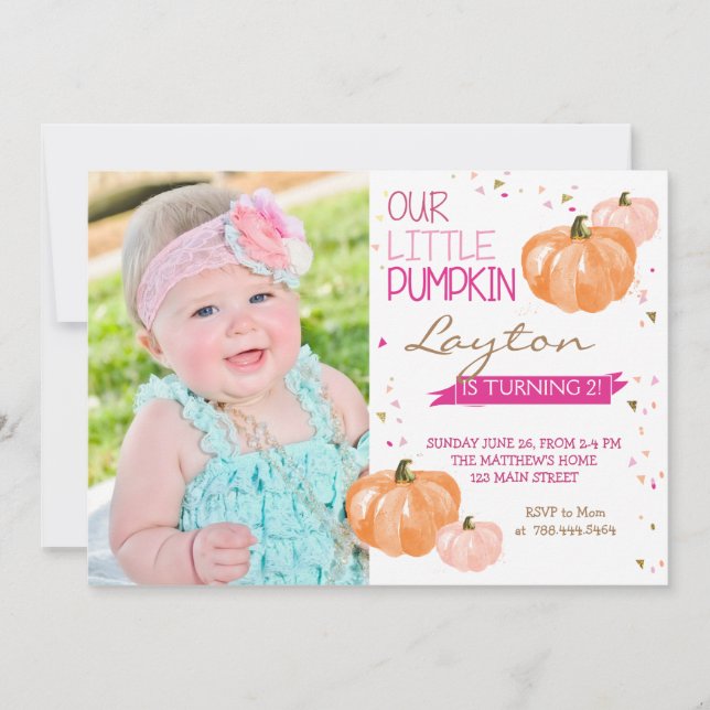 A little Pumpkin Birthday invitation Card (Front)