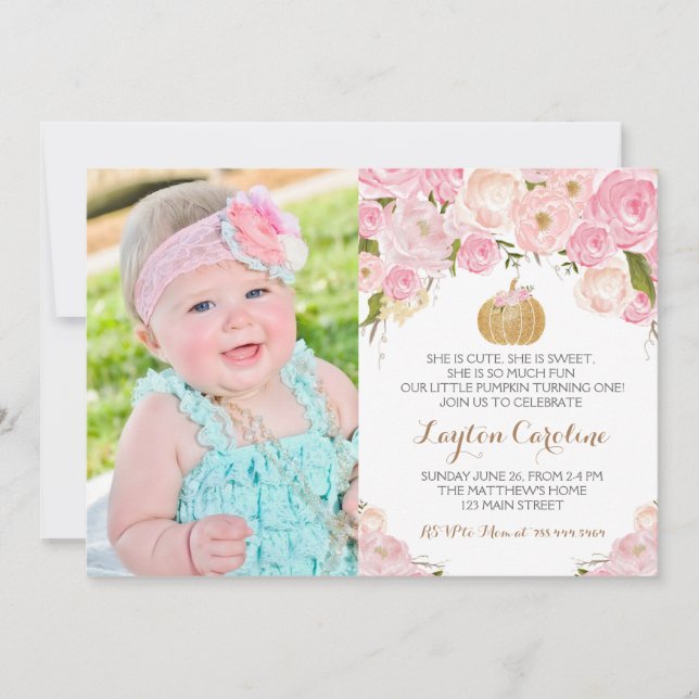 A little Pumpkin Birthday invitation Card (Front)