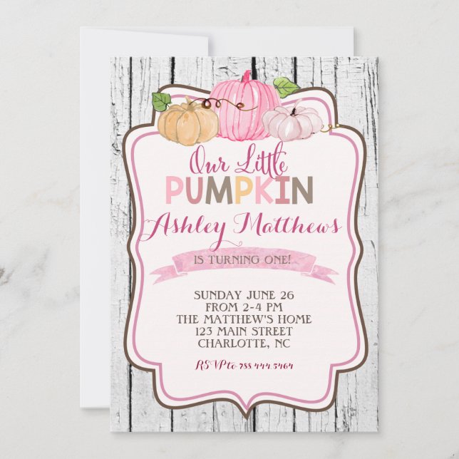 A little Pumpkin BIRTHDAY party Invitation (Front)