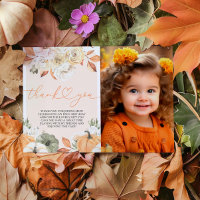 A Little Pumpkin Birthday Photo Thank You Card