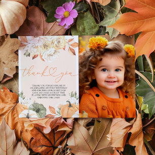 A Little Pumpkin Birthday Photo Thank You Card