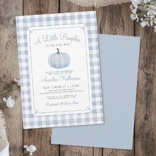 A Little Pumpkin Blue Boy Baby Shower Invitation