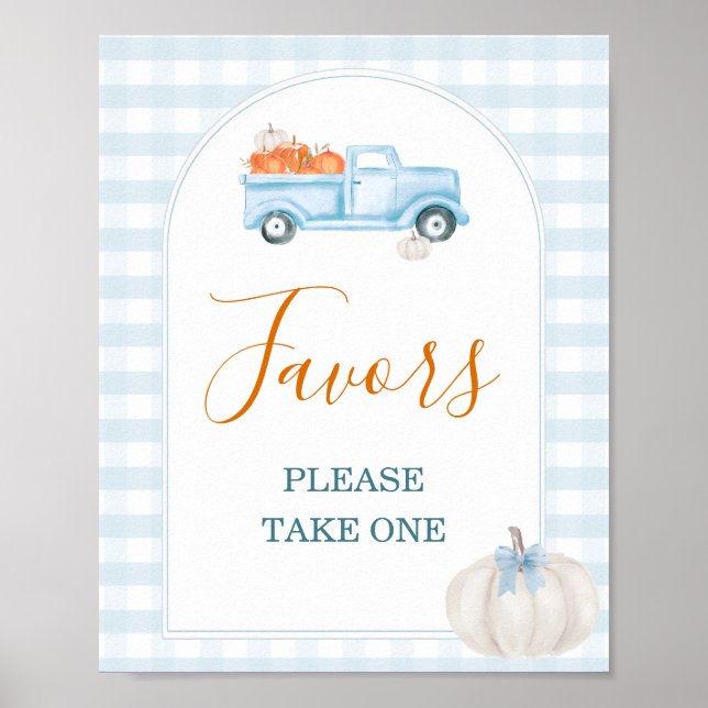 A Little Pumpkin Blue Truck Baby Shower Favours Poster (Front)