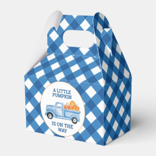 A Little Pumpkin blue truck fall baby shower Favour Box