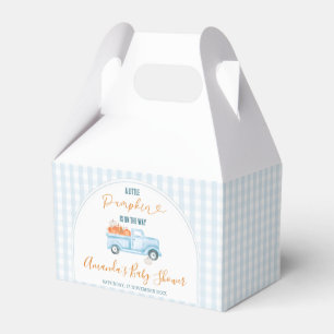 A Little Pumpkin Blue Truck Gingham Baby Shower Favour Box