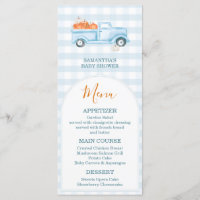 A Little Pumpkin Blue Truck Gingham Baby Shower