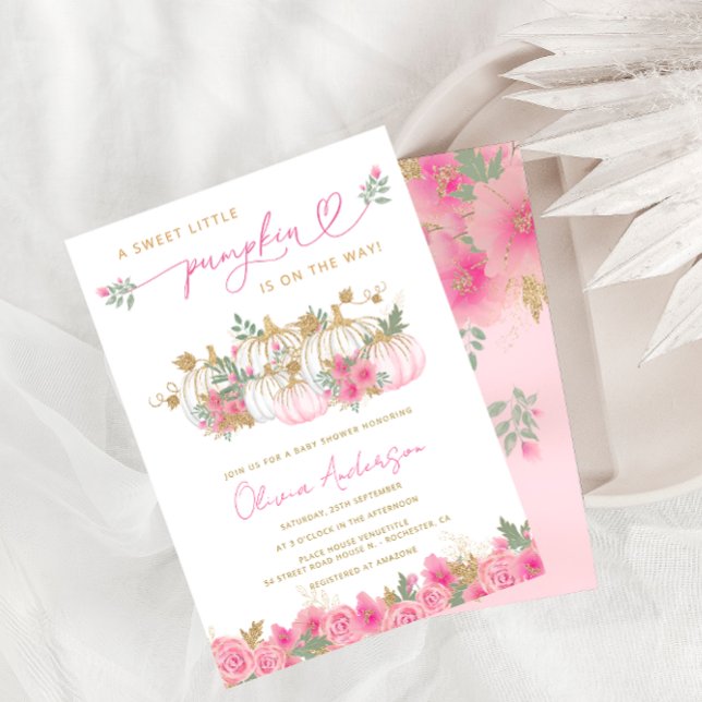 A Little Pumpkin Blush Pink Baby Shower Invitation (Creator Uploaded)