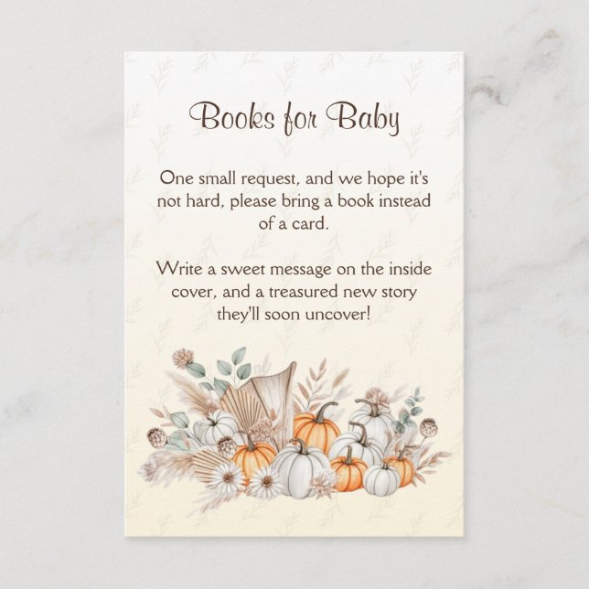 A Little Pumpkin Boho Baby Shower Books for Baby Enclosure Card (Front)