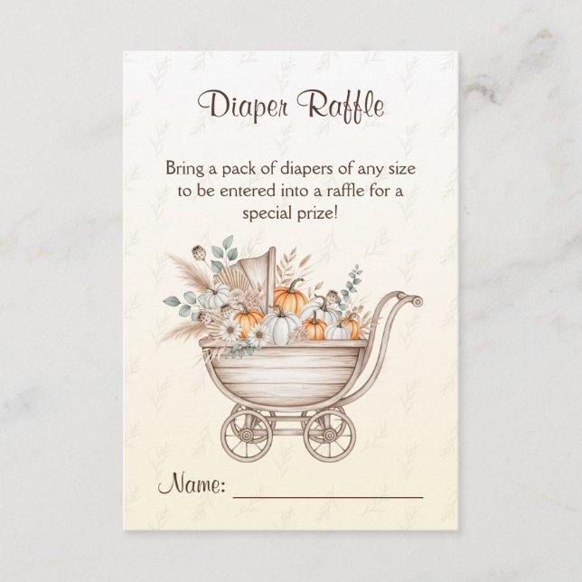 A Little Pumpkin Boho Baby Shower Diaper Raffle Enclosure Card (Front)