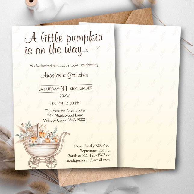 A Little Pumpkin Boho Baby Shower Invitation (A Little Pumpkin Is On The Way Baby Shower Invitation)