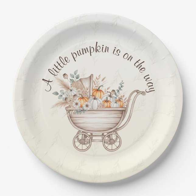 A Little Pumpkin Boho Baby Shower Paper Plate (Front)