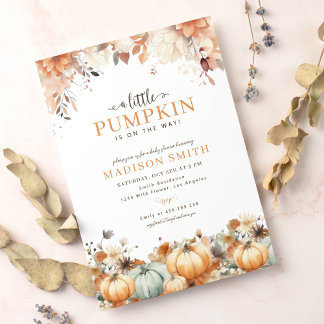 A little Pumpkin Boho Fall Baby Shower Invitation